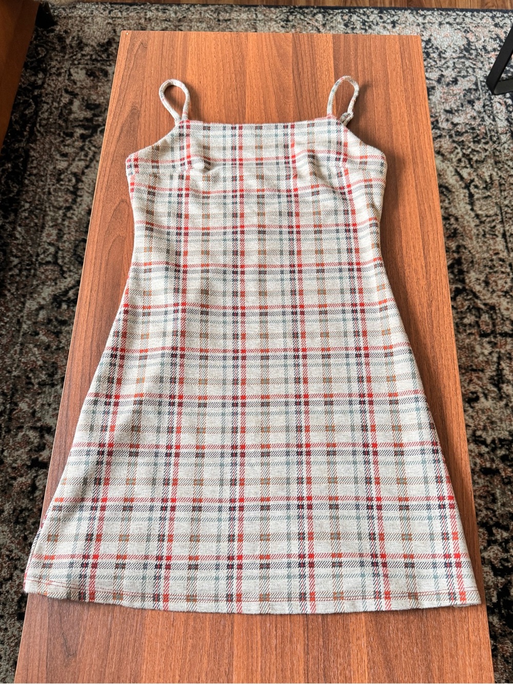 Altar'd State Cream Plaid Spaghetti-Strap Bodycon Dress